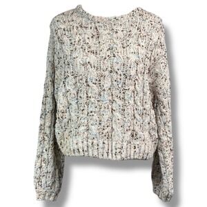 Jessica Simpson Womens Sz Large Sweater Cable Knit Chenille Speckled Boho Cozy